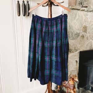 Pendleton Vintage Unlined Plaid Wool Pleated Midi Skirt